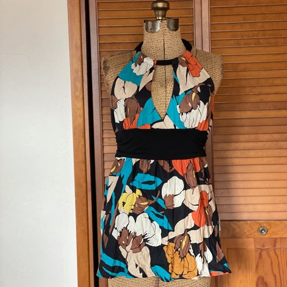 Forever 21 | Y2K Retro Floral Print Halter Top | M - Picture 1 of 9